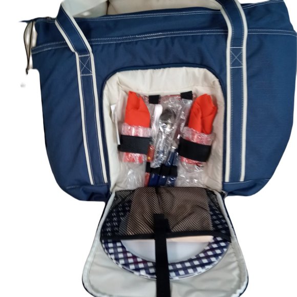 Eddie Bauer Friday Tote Insulated Picnic Bag with Plates & utensils NEW - Picture 3 of 5